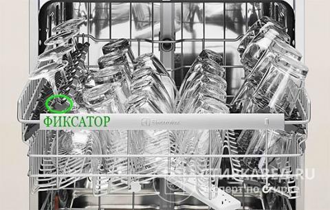 Так должна располагаться посуда в верхнем поддоне, а ножки бокалов должны быть расположены