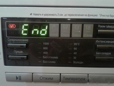 Окончание стирки в стиральной машине