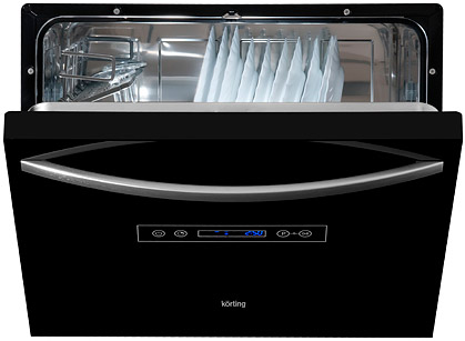 Компактная посудомоечная машина Korting KDF 2095 N в строгом черном цвете с элегантной панелью задач