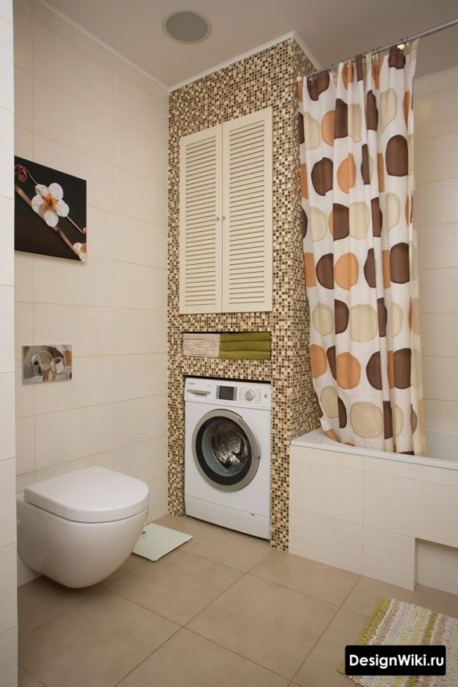 Дизайнерская ванная 6 кв.м со стиральной машиной