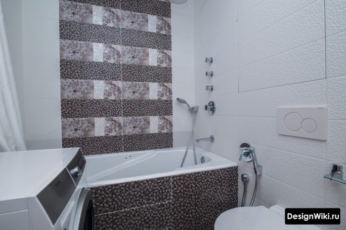 Небольшая ванная комната 3 кв.м с туалетом и стиральной машиной