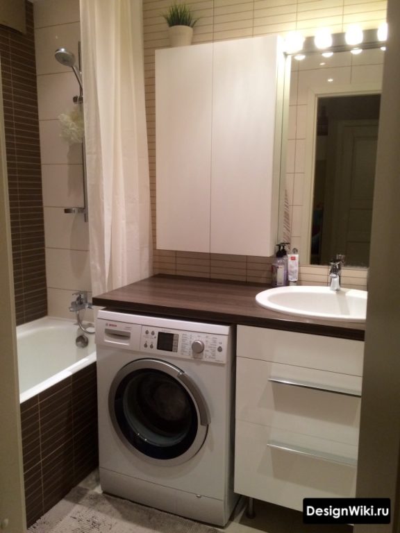 Гардероб для хранения вещей в маленьком совмещенном санузле # дизайн интерьера # дизайнванная