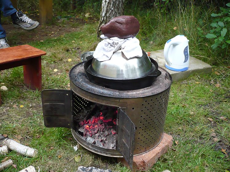 Вариант реализации идеи мангала из барабана стиральной машины.