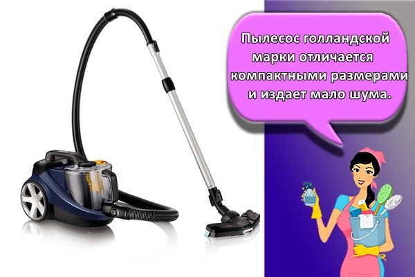 Пылесос голландской марки компактен и мало шумит.