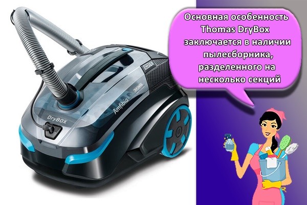 Главная особенность Thomas DryBox - наличие пылесборника, разделенного на несколько секций