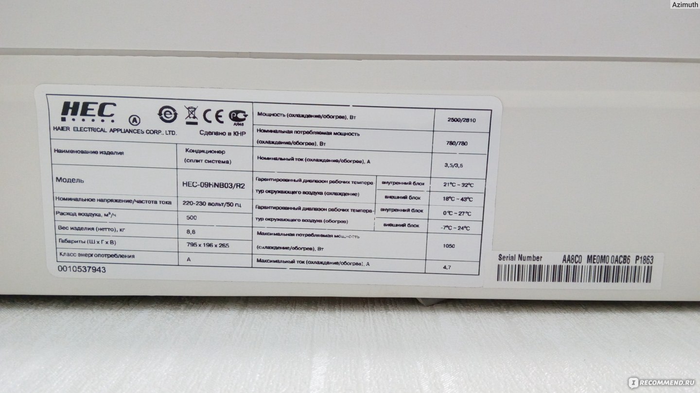 Обзор кондиционеров HEC, коды ошибок и инструкции для панели управления