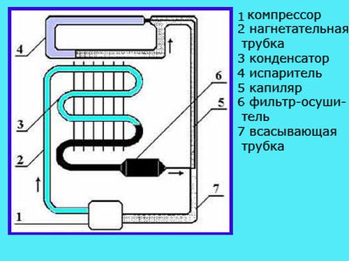 Как устроен холодильник схема