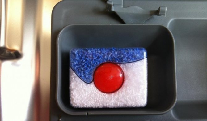 отделение для таблеток в посудомоечной машине